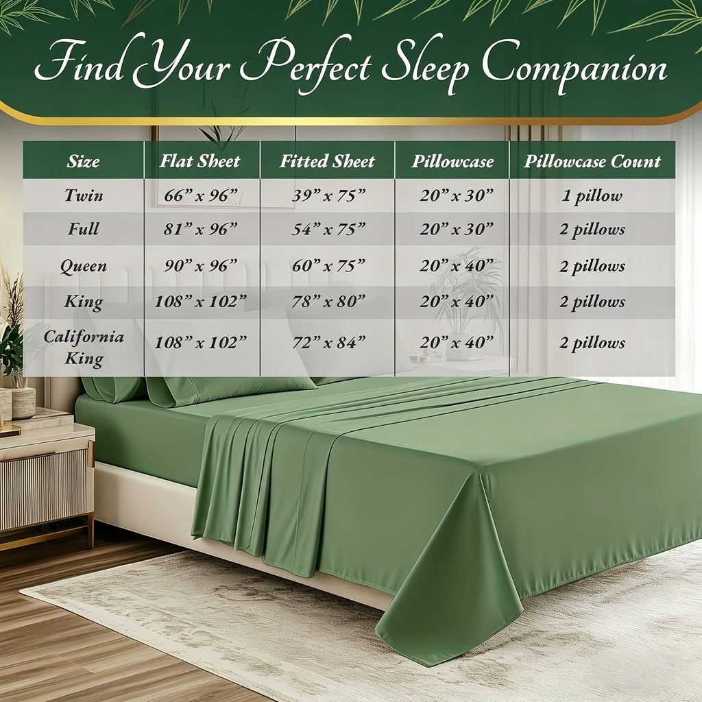 4pcs Cooling Bamboo Blend Sheet Set, Breathable Soft Sheets for Hot Sleepers, 14-Inch Deep Pocket, Twin/Full/Queen/King, Kids Room Decor, Christmas Holiday Home Decor