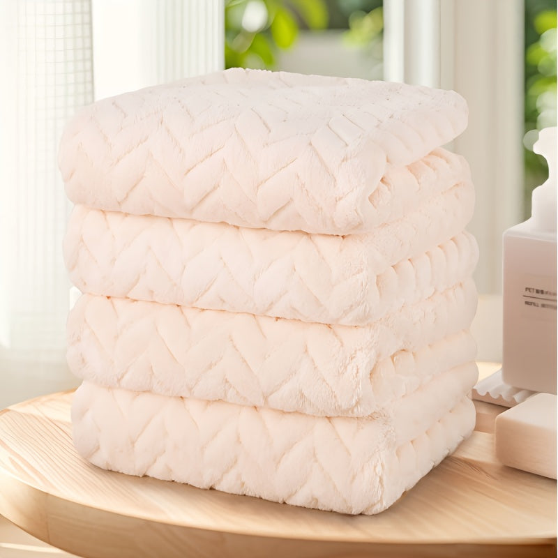4pcs Hand Towel Set Is Made From Soft, Highly Absorbent Coral Fleece Fabric And Features Quick-drying Technology.ideal for Use At Home, Spas And Hotels, Perfect Gifts for Back to School, Labour Day, Halloween, Thanksgiving, Black Friday, Christmas!