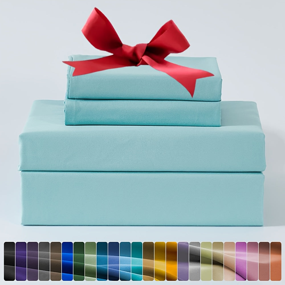 3/4pcs Ultra-Soft Microfiber Queen Size Cool Sheet Set - Hypoallergenic, Breathable with (14" - 17") Deep Pocket, Shrink & Fade Resistant - Includes Flat Sheet, Fitted Sheet, And 1/2 Pillowcases - Ideal for Queen & King Sizes - Gifts, Random Color