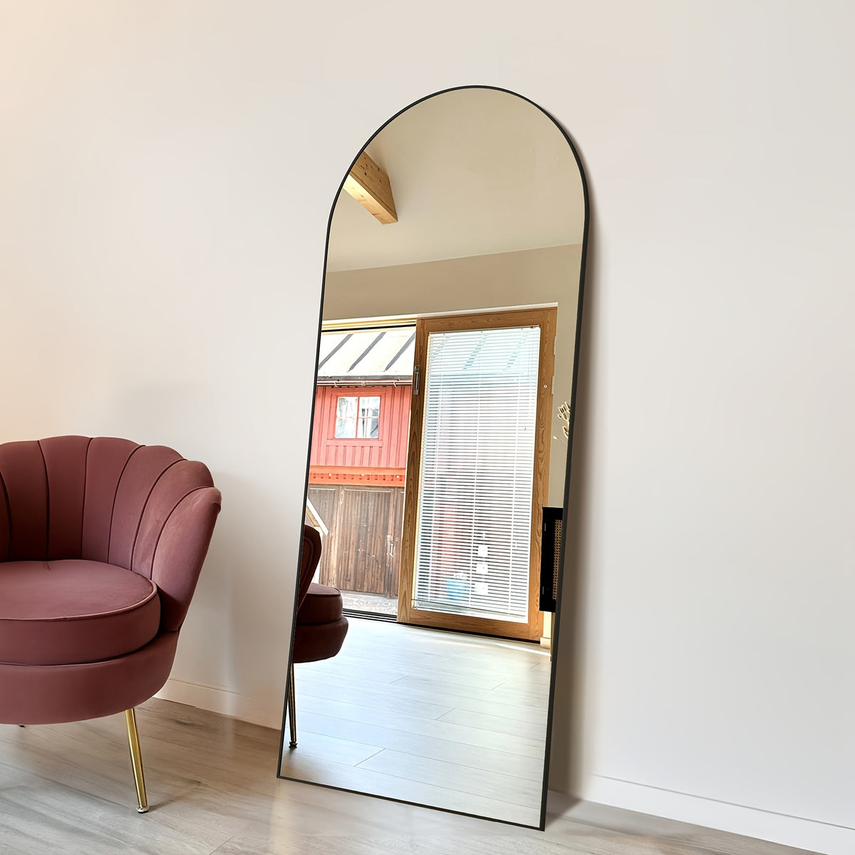 Full Length Floor Mount Mirror-Aluminum Alloy Frame-Arch Mirror Full Length HD-Full Body Mirror-for Bedroom or Living Room