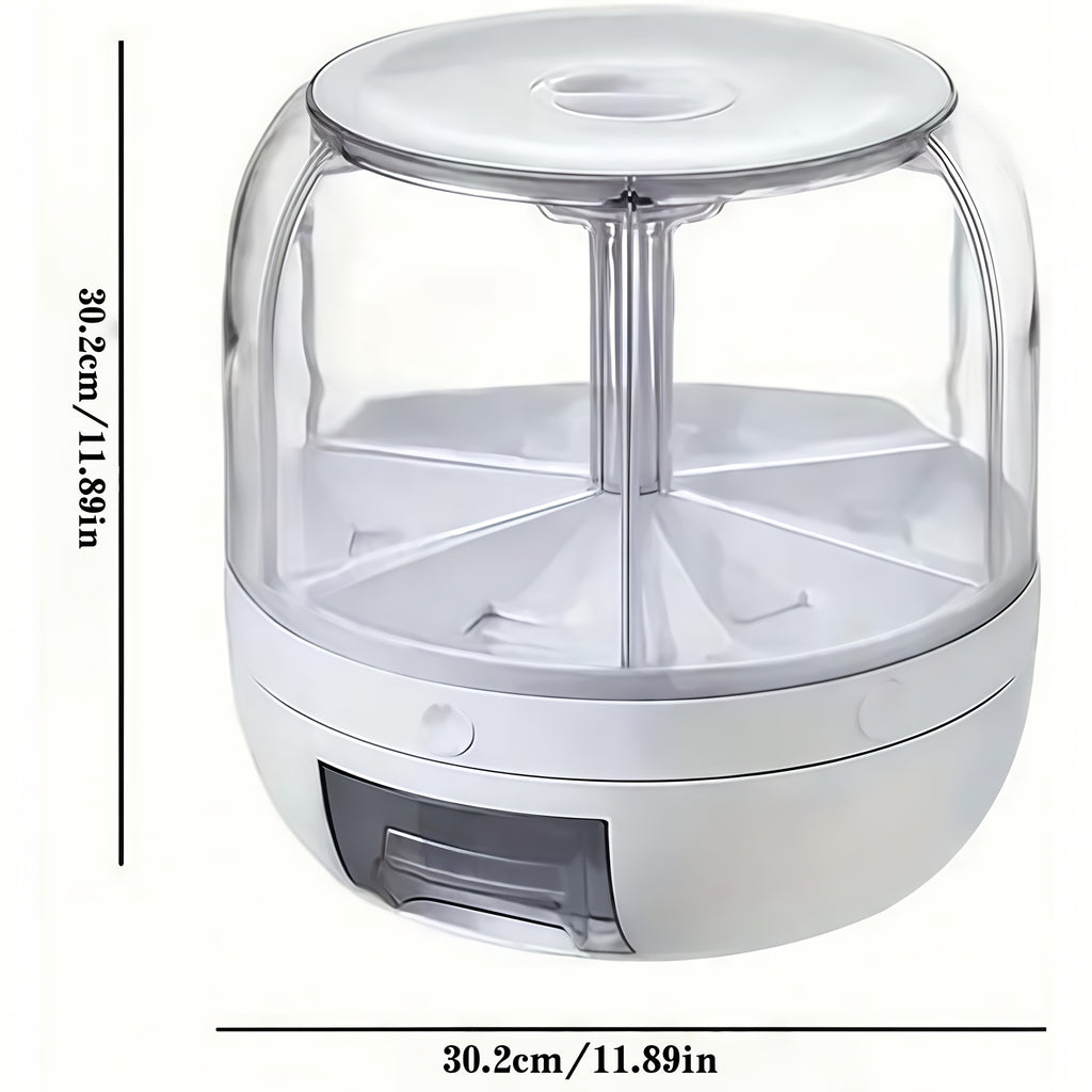 Grain Storage Container Dispenser, 19Lbs Rice Dispenser Rotating, 360° Rotating Food Dispenser One-Click Output Rice Storage Round Grain Dispenser Kitchen For Small Grains, Beans, Rice
