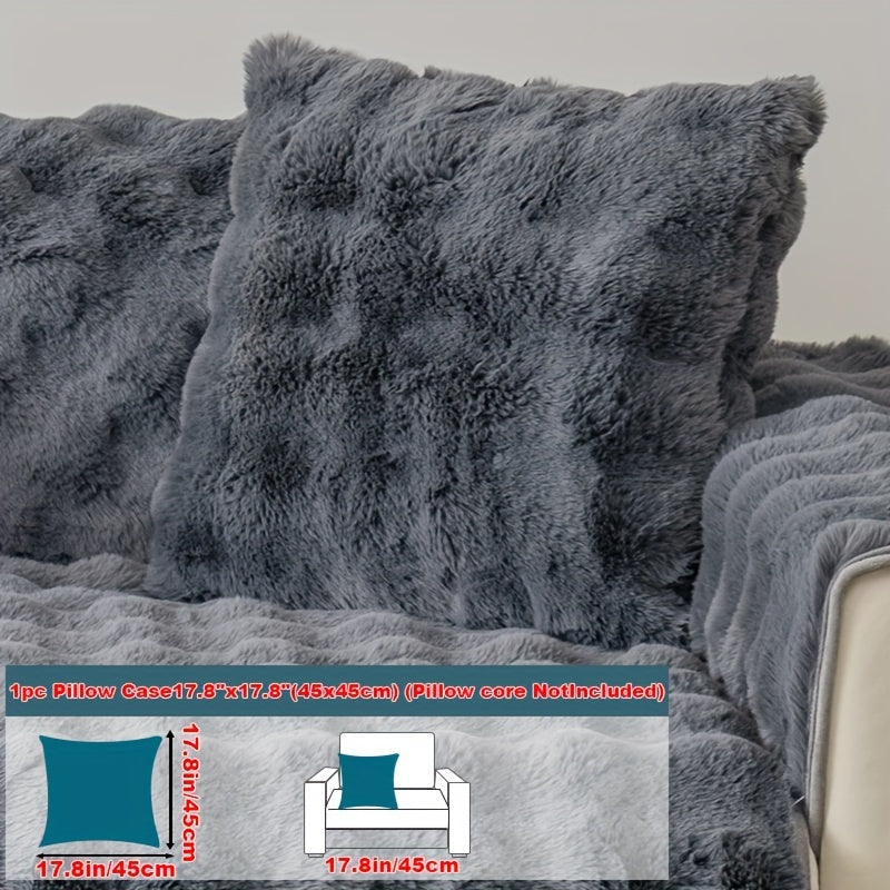 1pc Faux Rabbit Plush Sofa Cover, Winter Warm Thickened Plush Soft Sofa Cover, Pet Favorite, Dog Friendly Sofa Cover, Cushion Protection Cover, Anti Slip Sofa Furniture Protection Cover, Bedroom, Office, And Living Room Decoration Local Warehouse