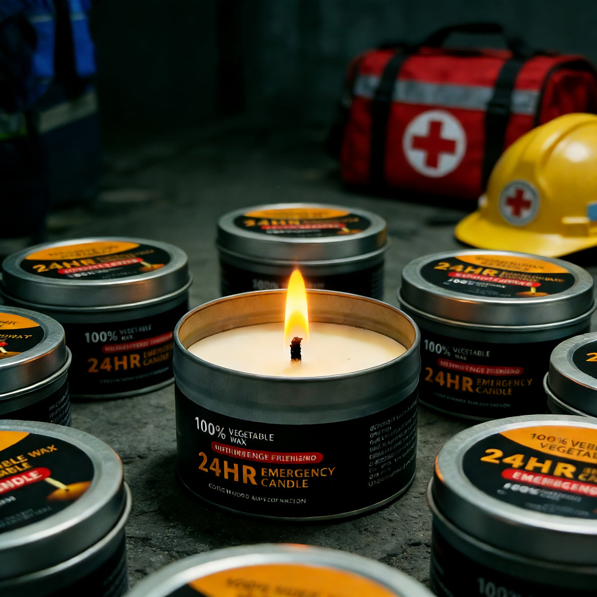 4pcs Long-Lasting 96-Hour Burn Time Unscented Soy & Palm Wax Candles in Metal Containers - 80g Each, 24-Hour Continuous Burn, Indoor/Outdoor Use for Camping, Hiking, Emergency Lighting, Holiday Decor (Halloween, Christmas, Easter