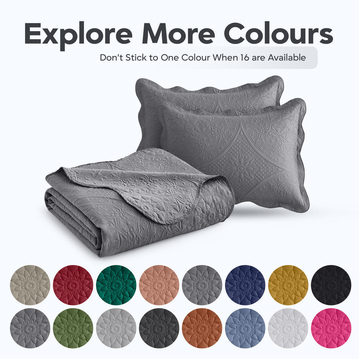 3pcs Luxury Quilted Bedspread Set – Oversize Quilt Coverlet Soft & Cozy Floral Bedspread with Pillow Shams, Breathable Lightweight for Bedroom & Guest Room Decor