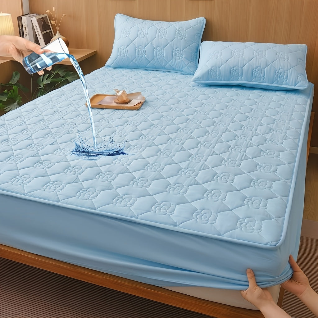1pc Modern Soft Breathable Waterproof Bed Fitted Sheet - Lightweight, Fitted Mattress Protector For All Beds, Bedding Essentials, Minimalist Design (Excluding Pillowcases)