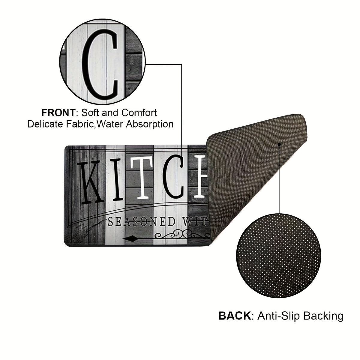 Premium Print Absorbent Kitchen Mat, Non-slip and Durable Floor Mats, Entrance and Exit Door Mat for Kitchen Laundry Room Bathroom Hallway Entrance Area Rugs, Living Room Bedroom Mat, Room Decoration,