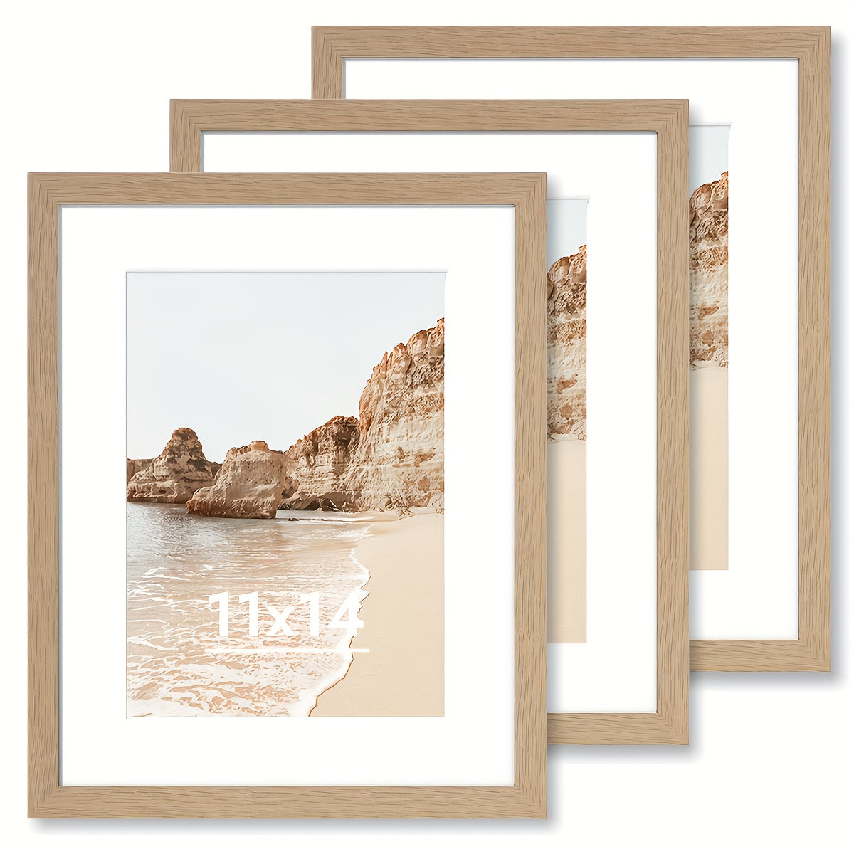 3pcs Classic Black Picture Frame Set - Heavy-Duty Plastic Frames with Vertical/Horizontal Hanging, 8x10, 11x14, 12x16 Inch - for Living Room, Bedroom, Office - Modern Minimalist Wall Decor Gallery Frames for Photos, Posters, Art Prints - Easy Mounting Har