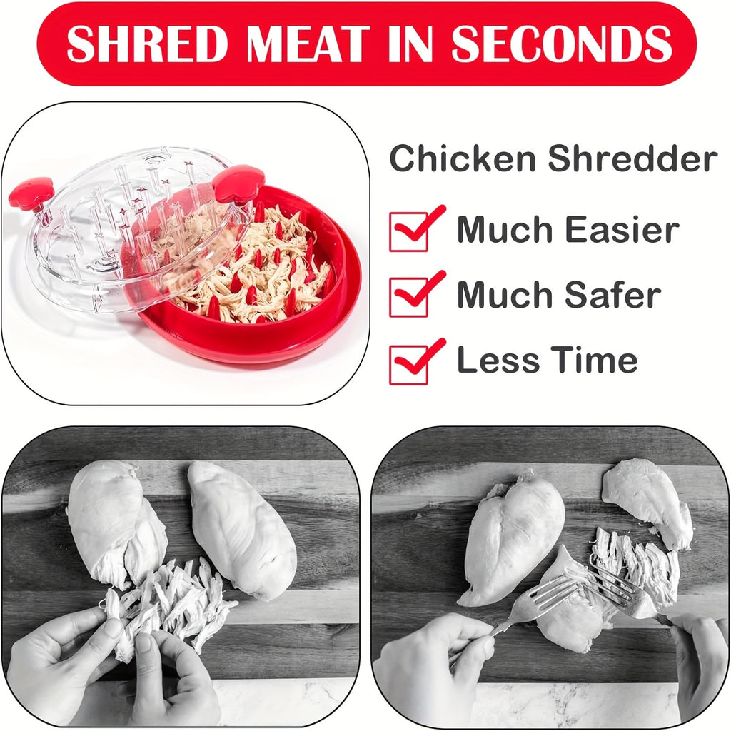 1pc Or 2pcs Kitchen Chicken Shredder Tool Twist 2024 Upgraded Large Visible Meat Shredder Twist Chicken Breast Chopper Chicken Grinder With Transparent Lid And Cleaning Brush Anti-slip Strip Suitable For Pork Beef Chicken