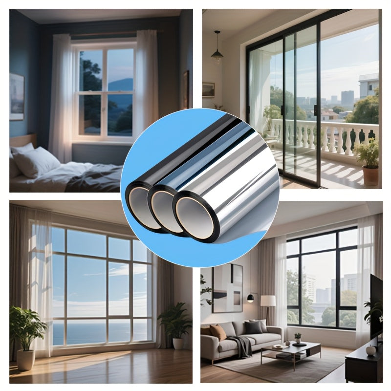 20, 47x125, 98 Inch One-Way Privacy Insulation Sun Film - Static Cling Adhesive, One-Sided Mirror Surface, Thermal Insulation & Glare Reduction for Office Windows, Kitchen Balcony, Home Bedroom, Office Window Privacy | Modern Window Decor | Easy Installat
