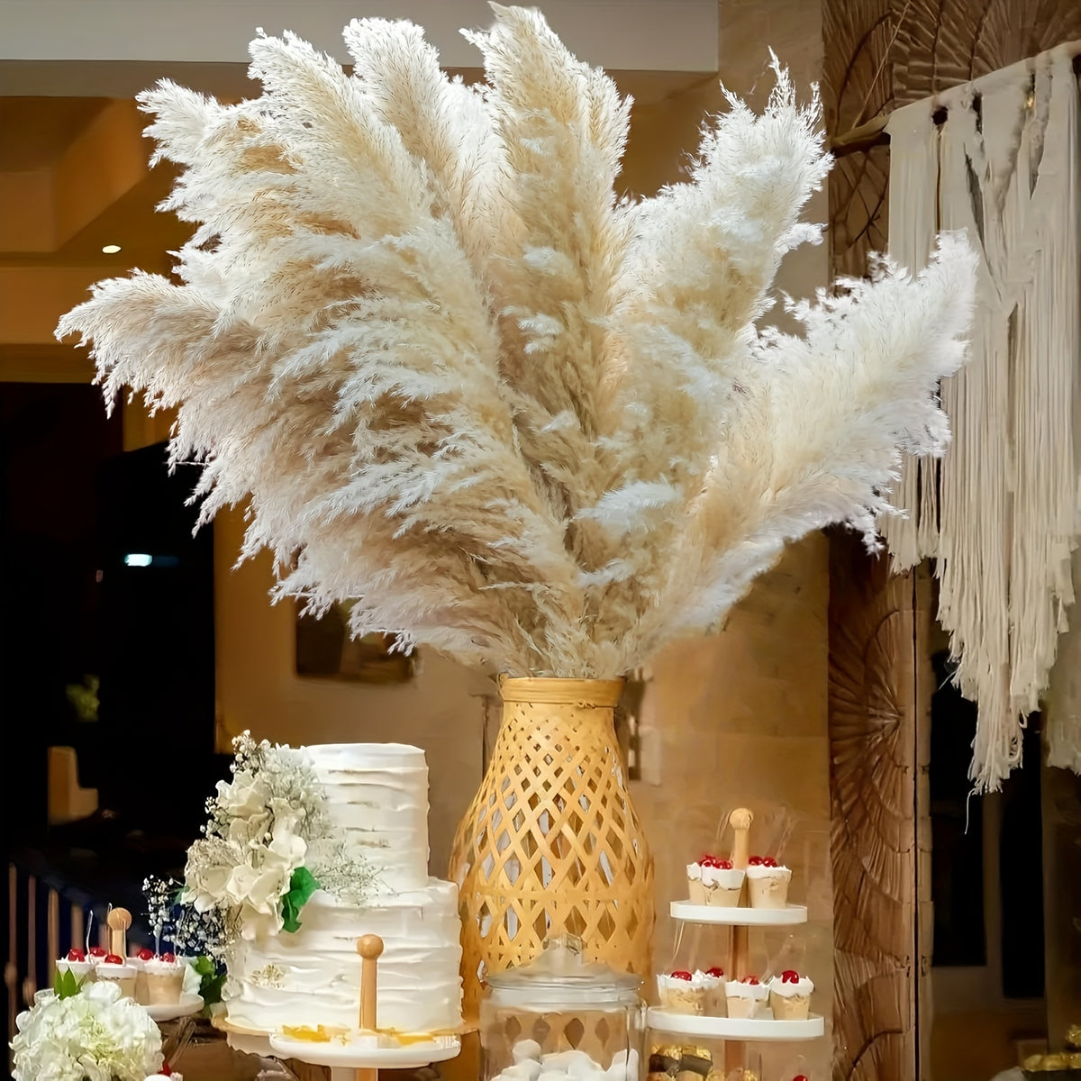 40" Inch 30 Stems Natural Pampas Grass Decor Tall, Pampas Grass, Tall Pampas Grass for Wedding, Party, Farmhouse, Boho Home Decor