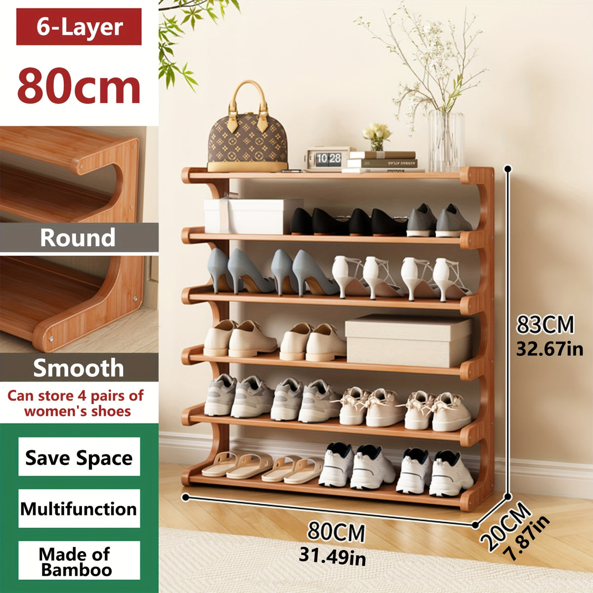 3/5/6-tier Shoe Rack, Practical Storage Shelf, Space-saving Design, Multi-layer Independent Storage Rack, Wood Grain Finish, Easy to Assemble, Self-standing Cube Shoe Storage Rack, Suitable for Dorm Rooms and Entryways, Easy to Assemble, Brown