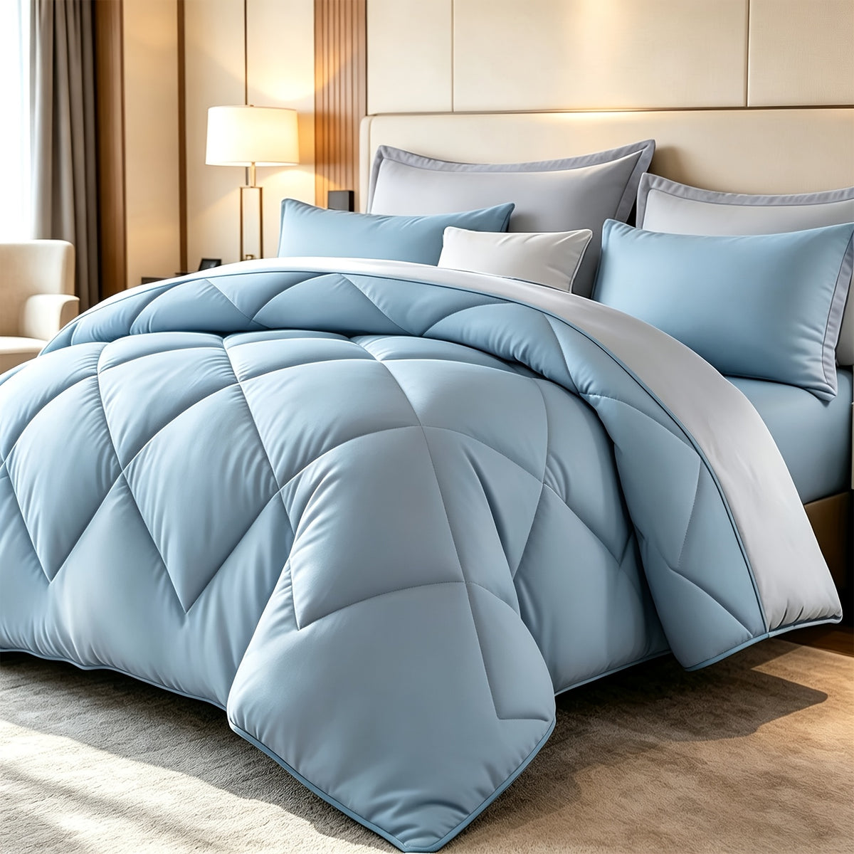 2/3pcs Solid Color Diamond Pattern Large And Extra-Large Bed Set Soft Comfortable And Lightweight Fabric Breathable Quilt Easy to Care Equipped with Quilts And Pillowcases Luxurious Quality And Ideal Gift, Random Color