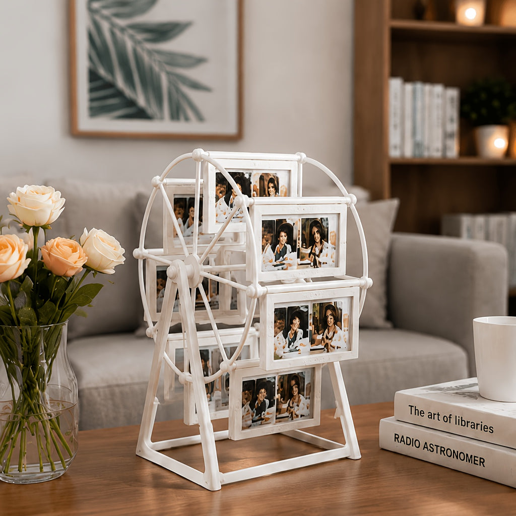 Vintage Rotating Ferris Wheel Photo Frame - 8 4-inch Photo Frames - Exquisite Living Room, Bedroom, Desk Furnishings - Perfect for Valentine'S Day, Birthday, Christmas Gifts (Frame Material ABS Plastic)