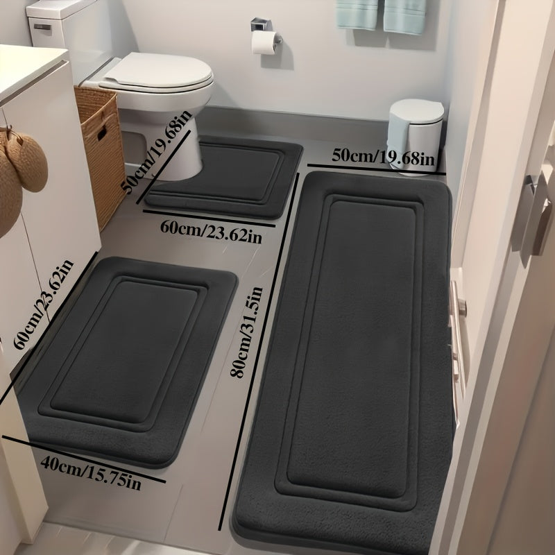 3pcs Small-Area Rugs And Ultra-Absorbent Bath Mats - Non-Slip Bathroom Floor Mats, Super Soft And Comfortable Premium Bathroom Rugs, Suitable for Bathtubs, Showers, Bathroom Additions And Home Decor Flooring Kitchen Rugs & Mats