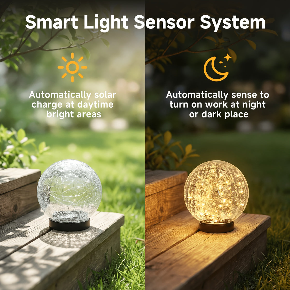 4 Solar Spherical Lights, Outdoor Solar Garden Spheres, Outdoor Cracked Glass Globes, Outdoor Solar Spheres, Christmas Decorations for Courtyards, Lawns, and Backyards, Christmas Ornaments, Large Size, Upgraded Packaging,halloween/christmas Decor