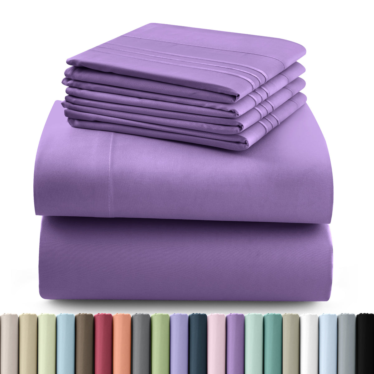 Hannah Bedding Sheet Set - 6 PC Brushed 100% polyester Bed Sheets 16 Inches Deep Pockets - Embroidered & Plain Pillowcases - Hotel Luxury Sheets Bed Set - Soft Bedding Sheets
