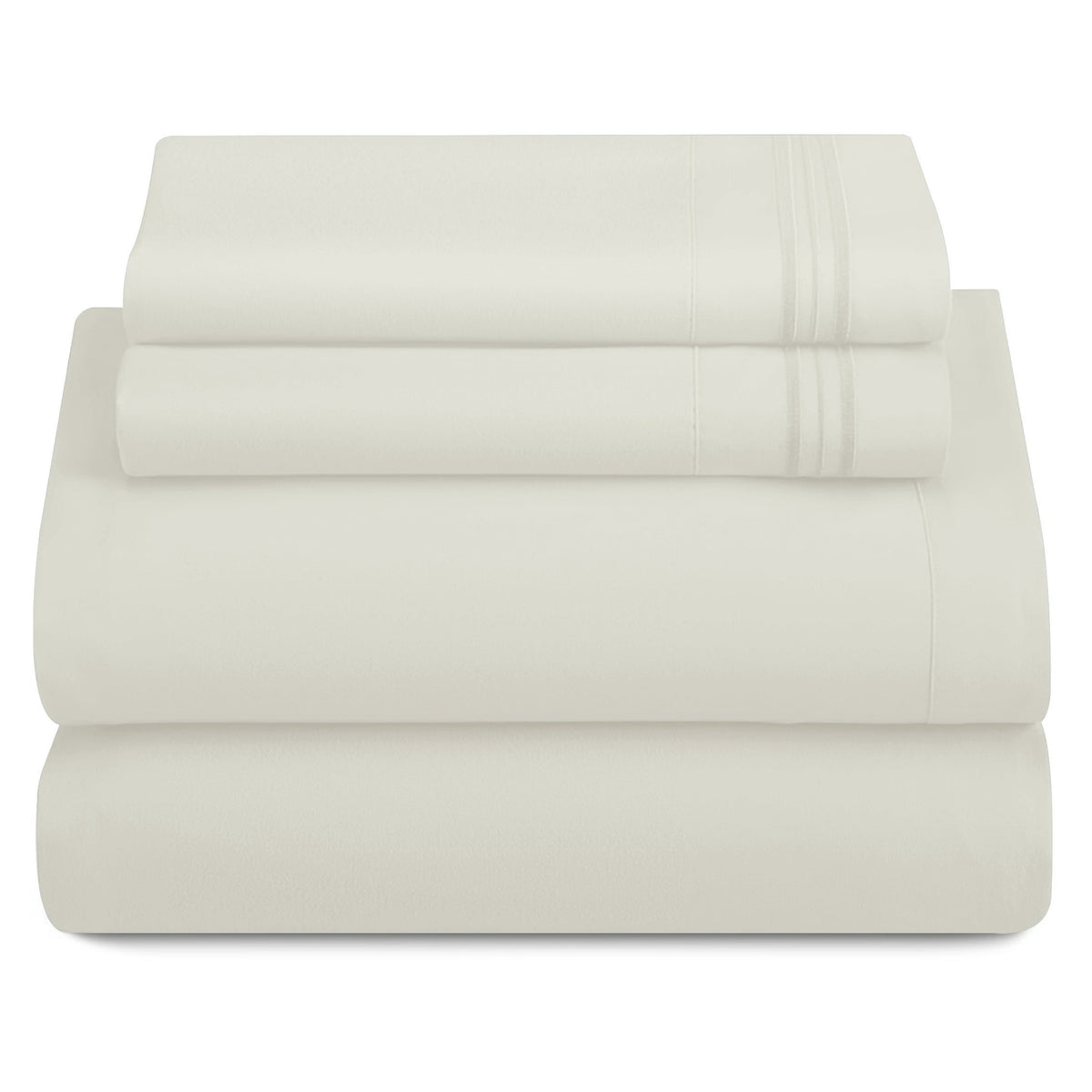 Lux Decor 4 Pieces Solid Bedsheets - 1800 Series Stylish Comfy Bedding Sheet Set - Hotel Luxury Skin Friendly Cooling Sheets & Embroidered Pillowcases Without Filler - Classic Collection With 16 Inches Deep Pocket Room decor - Shrinkage & Fade Resistant