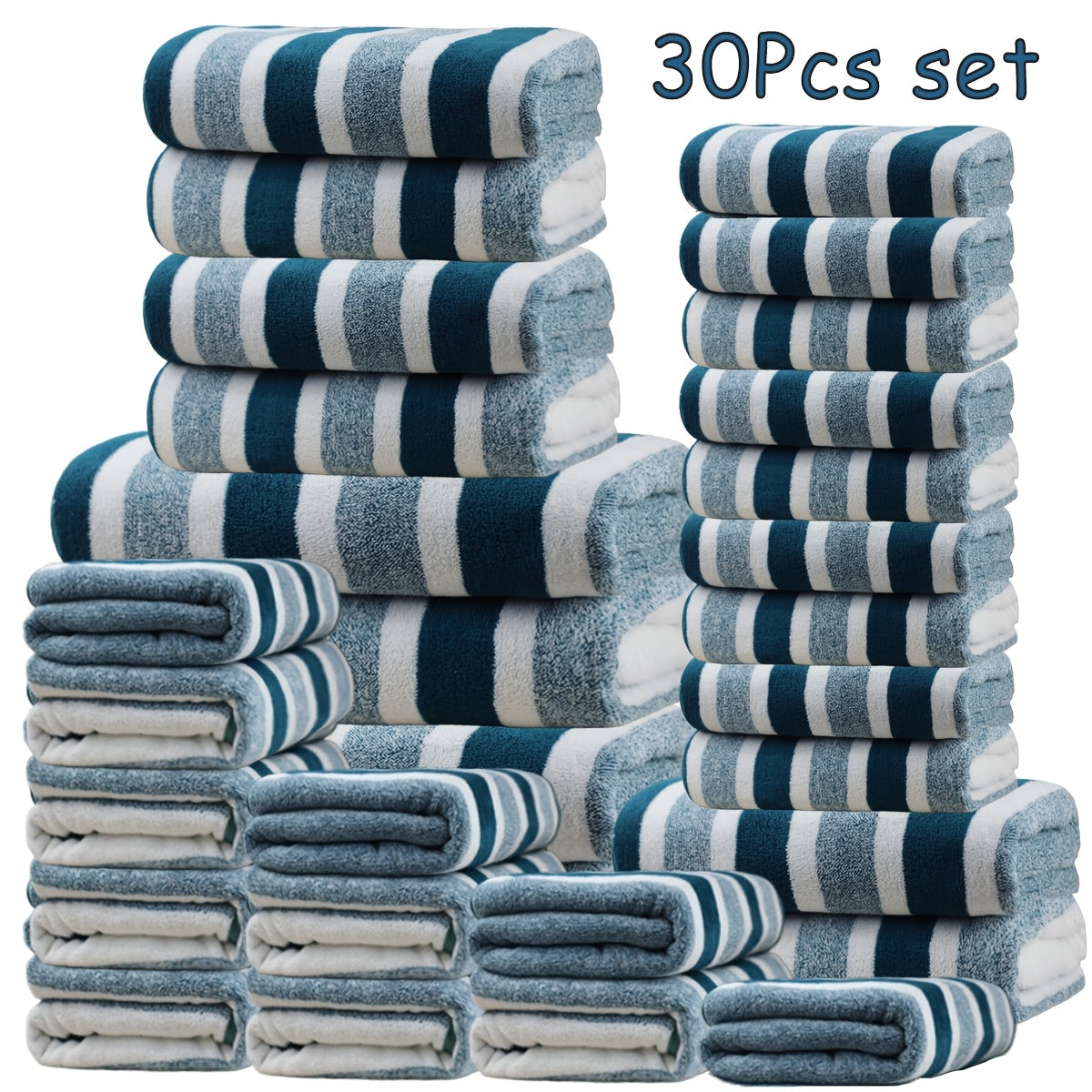 30pcs Large Wide Super Soft Coral Bath Towel Set, Quick Drying, Fast Absorption, Lightweight, Very Suitable for Home, Hotel And Spa Use, Outdoor Fitness, Camping Towel Bath Towel Set Christmas Gift Towel Bath Towel Set