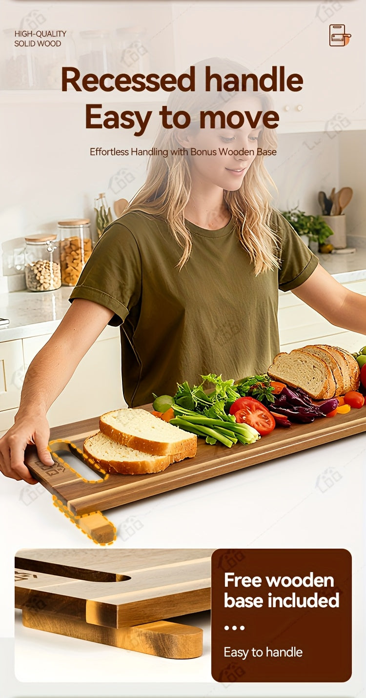 36X12 Inch Extra Large Acacia Wood Charcuterie Board & Cutting Board with Handles, 3Ft Rectangular Cheese Serving Platter for Meat Appetizers, Oversized Grazing Board Food Display Tray for Party Entertaining Housewarming Mother'S Day Gifts BBQ