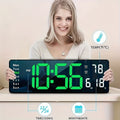 16-Inch Digital Wall Clock with Remote Control, Color LED Display, Auto Brightness, Temperature and Humidity Monitor, Dual Alarms for Home and Office