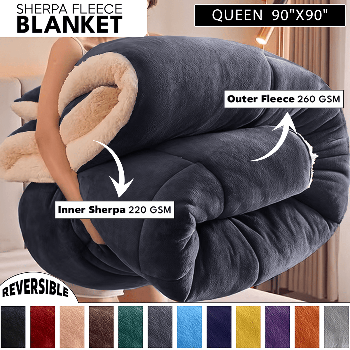 480GSM Heavy Sherpa Fleece Blanket – Double-Sided Warm Throw for Couch, Bed, Office and Travel, Reversible All Season Comfort, Room & Sofa Decoration, Holiday Gift, Sofa Blankets