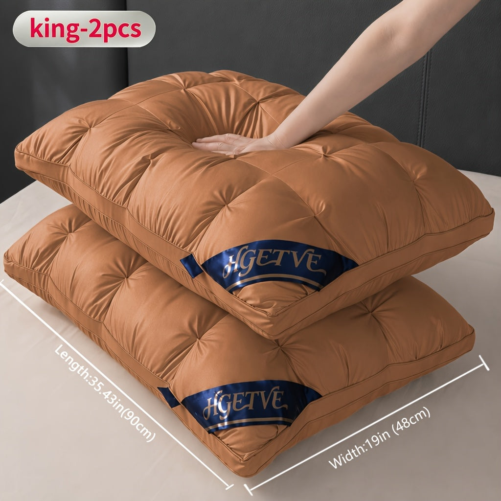 2pcs Hotel Quality Sleep Pillow, Deep Sleep Neck Pillow, Highly Elastic And Plump Pillow Core, Hypoallergenic And Skin-Friendly Pillowcase, Easy Clean, Soft And Breathable, Sleep-aiding Pillow, All-Season, Queen/King Size, Holiday Gift