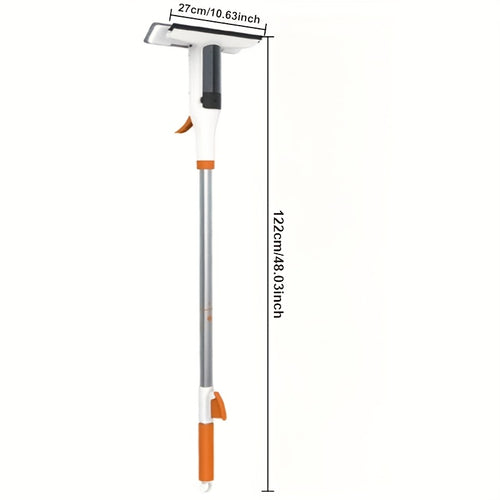 3-in-1 Window Squeegee Kit with Spray and Wiping Head, Metal Pole Glass Cleaning Tool for High Windows Shower Doors and Car Windshields