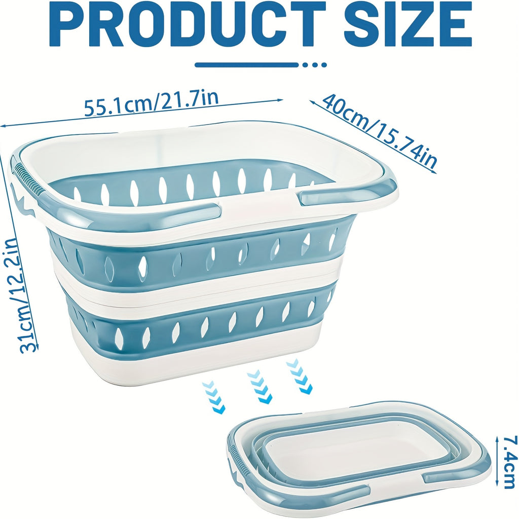 Foldable Plastic Laundry Basket with Handles, Collapsible Laundry Hamper, Space-Saving Dirty Clothes Storage Organizer Bin, Portable Storage Basket for Bedroom Closet Bathroom, College Dorm Room Essentials, Apartment Must-Haves, Laundry Baskets