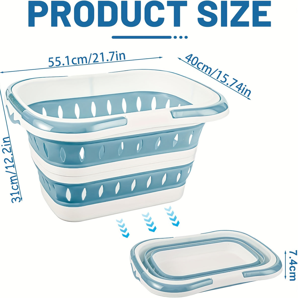 Foldable Plastic Laundry Basket with Handles, Collapsible Laundry Hamper, Space-Saving Dirty Clothes Storage Organizer Bin, Portable Storage Basket for Bedroom Closet Bathroom, College Dorm Room Essentials, Apartment Must-Haves, Laundry Baskets