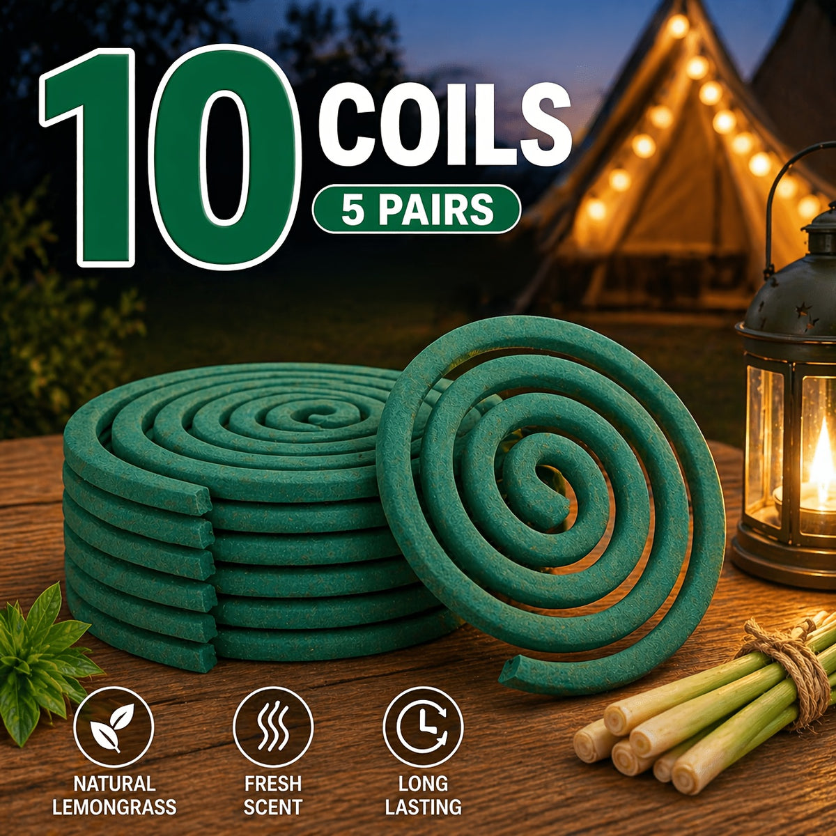 Walleaf Large Mosquito Repellent Coils, Outdoor Citronella Lemongrass Mosquito Coils with Holder, Long Lasting Patio Garden Camping Summer Use