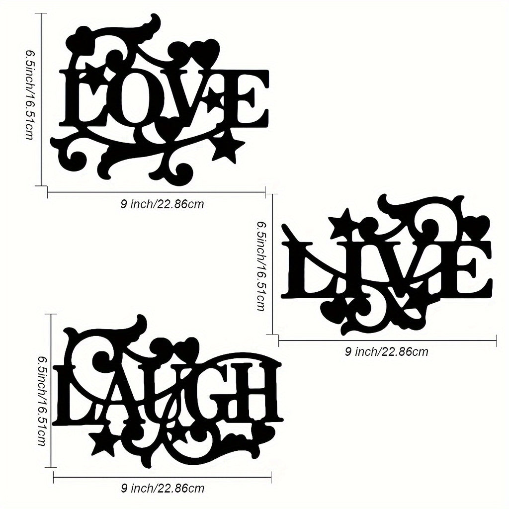 Black Wall Art Decorations Elegant Metal Wall Emphasizes The Modern Aesthetic Of Love, Life, Laughter, Living Room, Bedroom, Kitchen And Stylish Home Art Decoration With Fluffy Black Style Silhouette