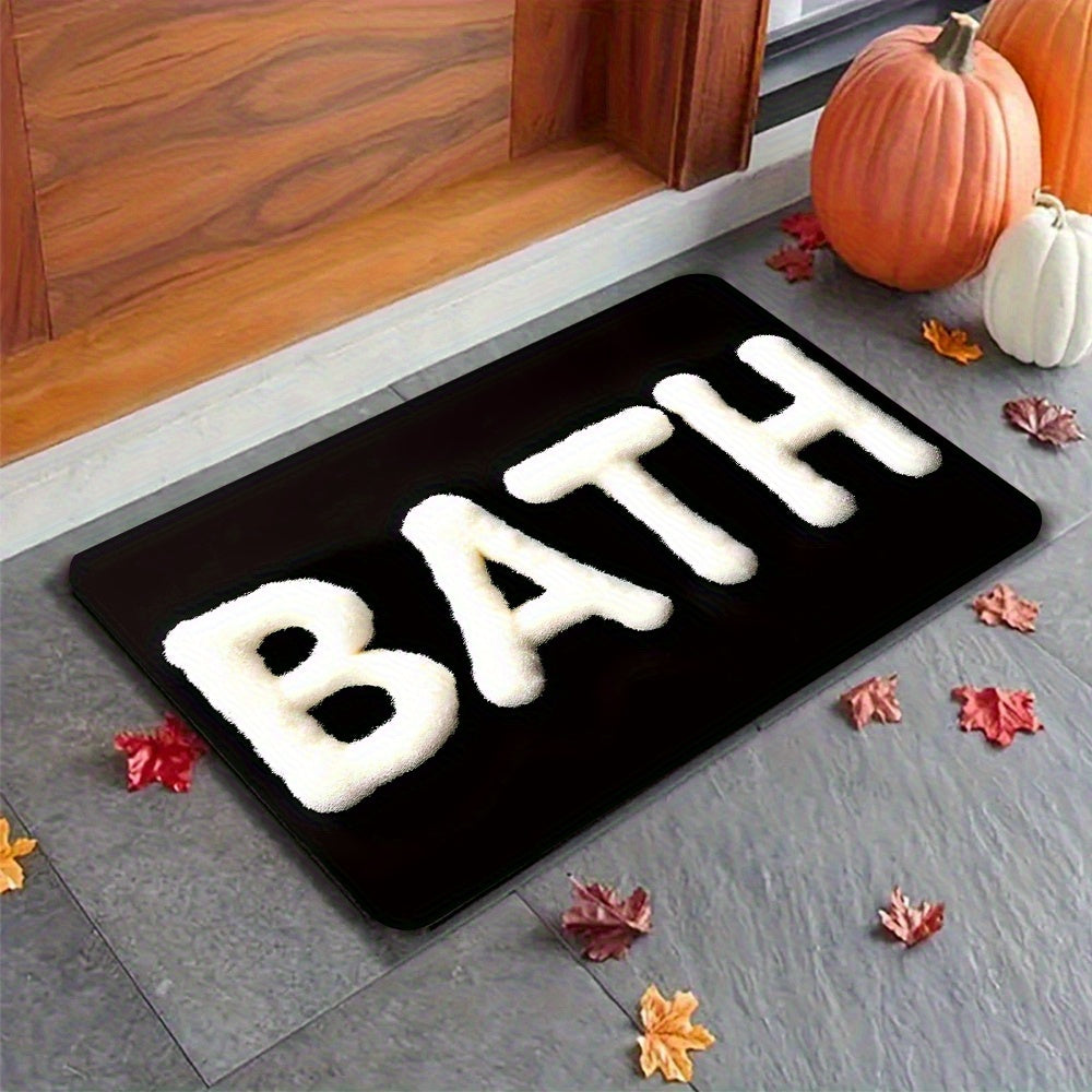 1pc Bathroom Theme Pattern Large Size Non-Slip Diatomaceous Earth Mat, Super Absorbent and Machine Washable, Suitable for Laundry Room and Entryway
