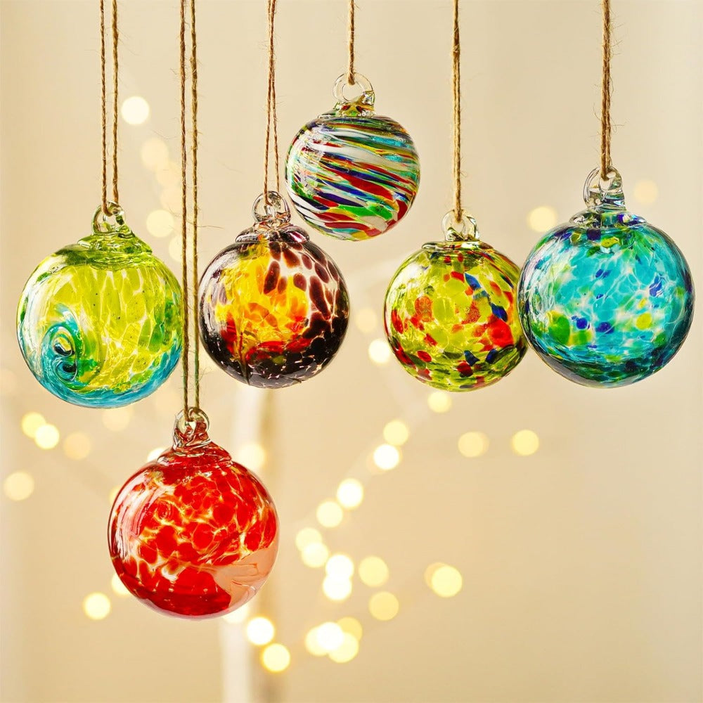 Set 6 Hand-Blown Christmas Ornaments Balls Hanging Balls Witches Gazing for Home Window Garden Patio Xmas Christmas Tree- Valentine'S Day, Easter Gift for Mom, Wife, Women, for friends