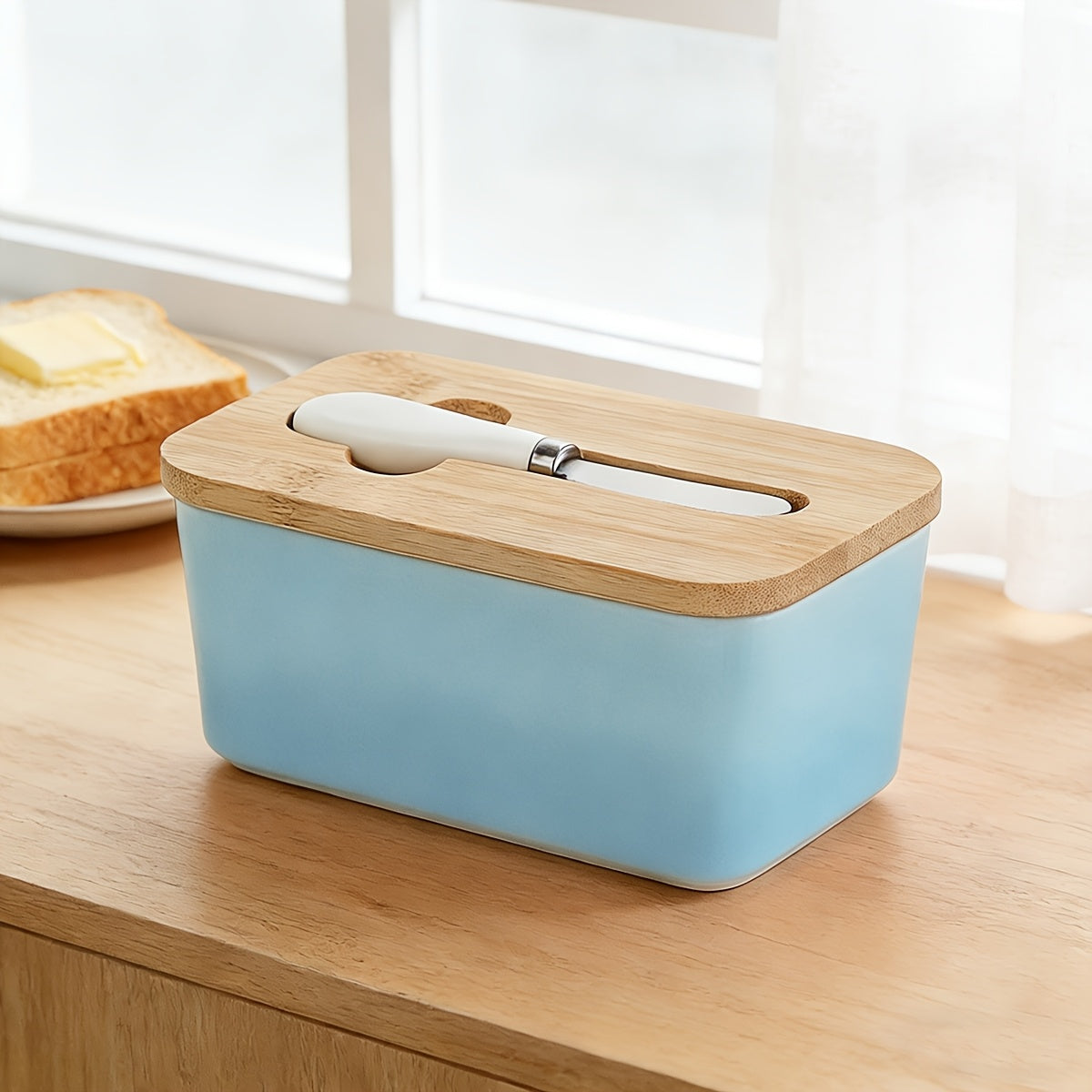 1pc Luxury Large Butter Dish with Lid - Ceramic Countertop Keeper with Knife High-Quality Sealing and Easy-Clean Design - Perfect Kitchen Gift for Butter Lovers Butter Container
