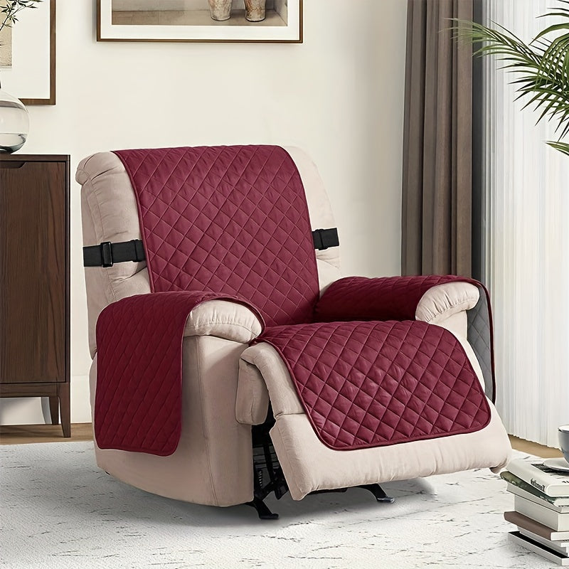 1pc Recliner Sofa Cover, Non-Slip Armchair Protective Slipcover, 100% Polyester, Quilted Design, Machine Washable, Fits Single-Seat Sofas, Modern Style, Mixed Colors, Ideal for Bedroom, Office, Living Room, Home Decor, Sofa Protection Cover | Quilted Text