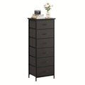Tall Fabric Drawer Dresser, 6 or 7 Drawer Vertical Storage Organizer in Black, Brown, White or Gray for Bedroom Clothes, Closets and Entryways