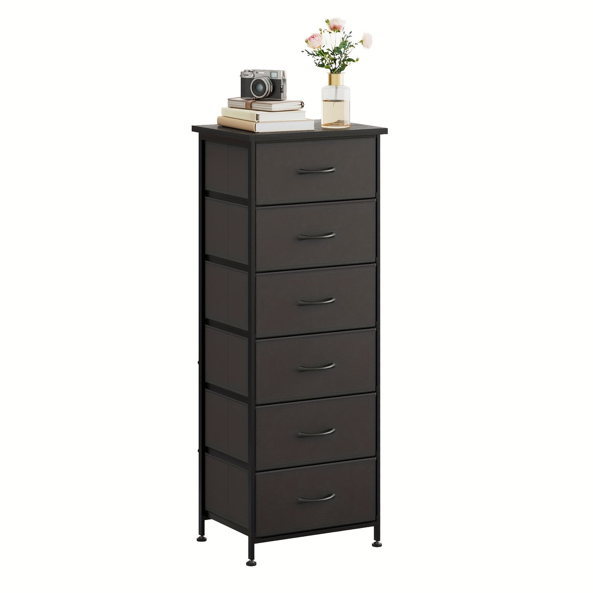 WHONLINE Tall Dresser, 41/47In Storage Dresser Organizer with 6/7 Fabric Drawers for Bedroom, Nightstand Furniture in Closet, Entryway, Closet Systems, Clothing And Closet Storage, for School Storage, Home Decor, for Back to School