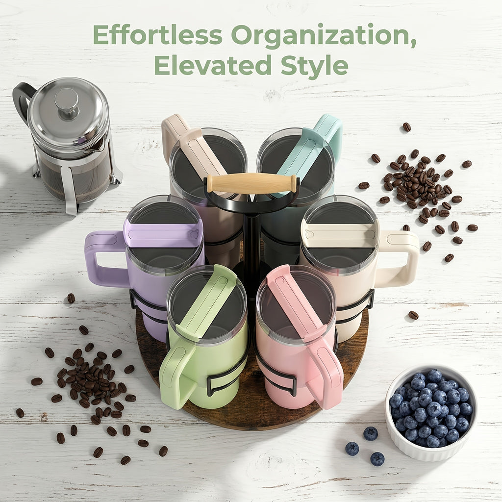 Rotatable Cup Holder, Water Bottle Organizer for Tumbler with Handle, Kitchen Organizers And Storage for Cup Additions, Organizer for Cups
