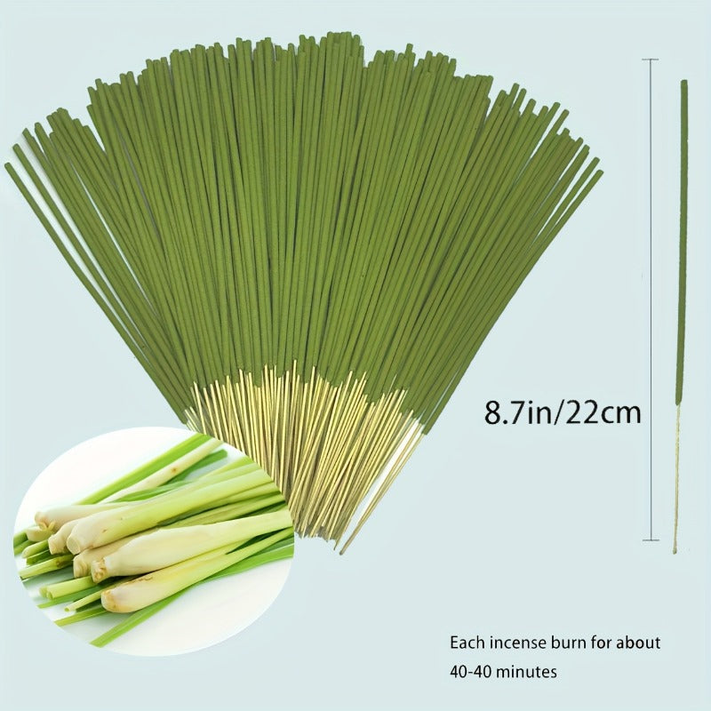 65/150pcs Extended Citronella Oil Lemon Grass Sticks - 45-Minute Burn Time, Artificial Wood Summer Scent for Home, Camping, Patio, Pool & Outdoor Activities - Air Purifying Relax, Holiday Decor (Halloween/ Christmas/ Easter/ Thanksgiving)