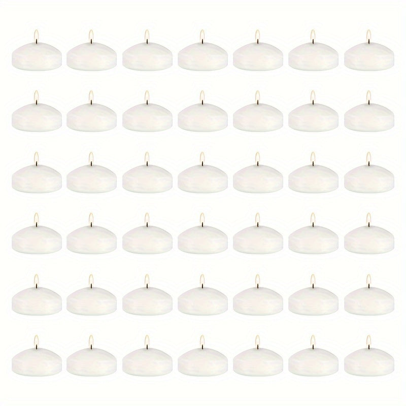 42pcs 1.5-Inch High-Quality Floating Candles - White, Portable Small Candle Set, Candles for Weddings & Hotels, Ideal for Ambience Decoration, Pool Parties, Christmas, Halloween, Easter, Thanksgiving, Day Of The Dead And Other Occasions