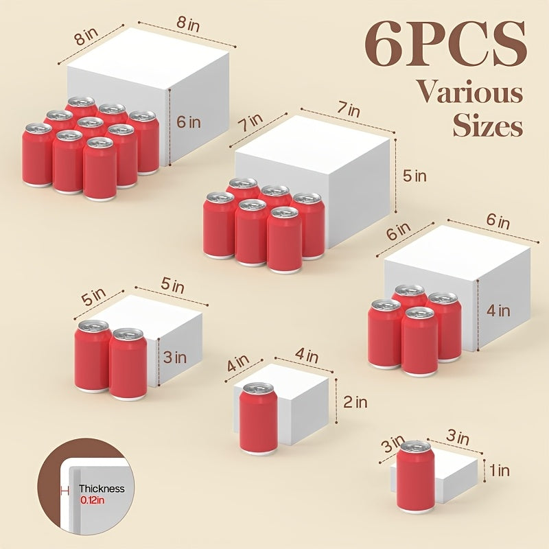 6pcs Clear Acrylic Boxes For Display As Buffet Risers And Stands, Food Risers For Party, Table, Stands, Including 8", 7", 6", 5", 4", 3" (Small, 6pcs, Clear)