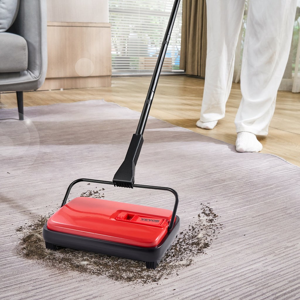 VEVOR Carpet Sweeper Manual, Floor Sweeper with 300 ml Dustbin Capacity Easy to Empty, 6.7 inch Cleaning Width for Home Office Carpets Pet Hair Dust, Purple/Red/Blue