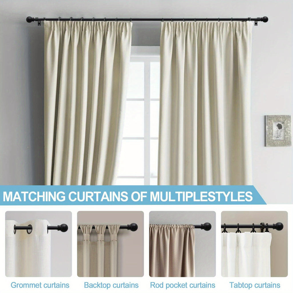 2 Pack Curtain Rods for Windows 28 to 95 Inch, 5/8 Inch Extra Long Matte Black Curtain Rod for Bathroom, Living Room, Kitchen