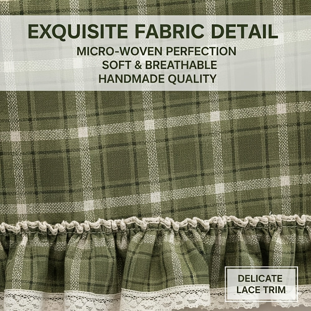 Farmhouse Oven Skirt Curtain with Ruffled Edge and Tie Straps, Handmade Rustic Cottagecore Kitchen Appliance Decor for Fall and Autumn Styling