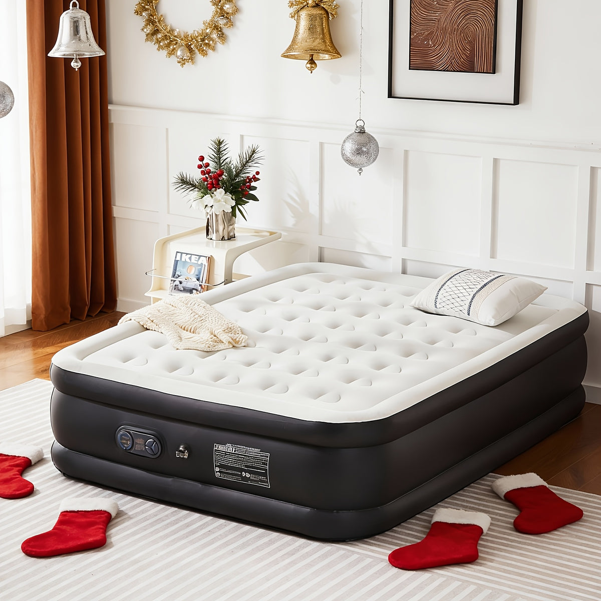 Air Mattress With Coil Beam Support, Plush Velvety Top Non-Slip Bottom For Stability On Smooth Floors And Carpets, Available In Two Sizes And Three Heights, Can Hold Up To 660 Pounds