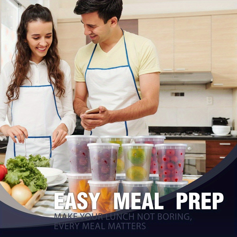 60pcs (30 Containers & 30 Lids) Durable Leakproof Deli Containers with Lids Set - Ideal Choice for Takeout Meal Preparation, BPA-Free, Microwave & Dishwasher & Freezer Safe - 32oz Stackable Sealed Fresh Container, Ready-to-Eat Packaging Kit