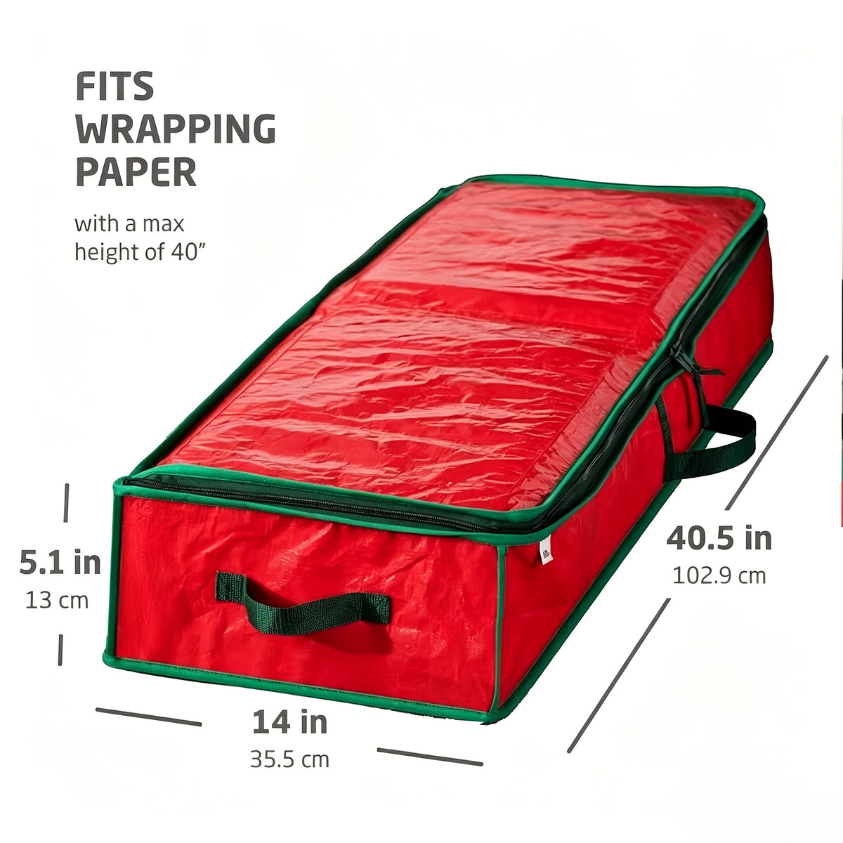 40-Inch Waterproof Plastic Holiday Storage Bag - Durable Dustproof & Wear-Resistant Underbed Organizer with Multiple Interior Pockets & Zipper Closure for Christmas, Chinese New Year Decorations, Gift Wrapping Paper, Retail Stores, Boutiques, Wearresistan