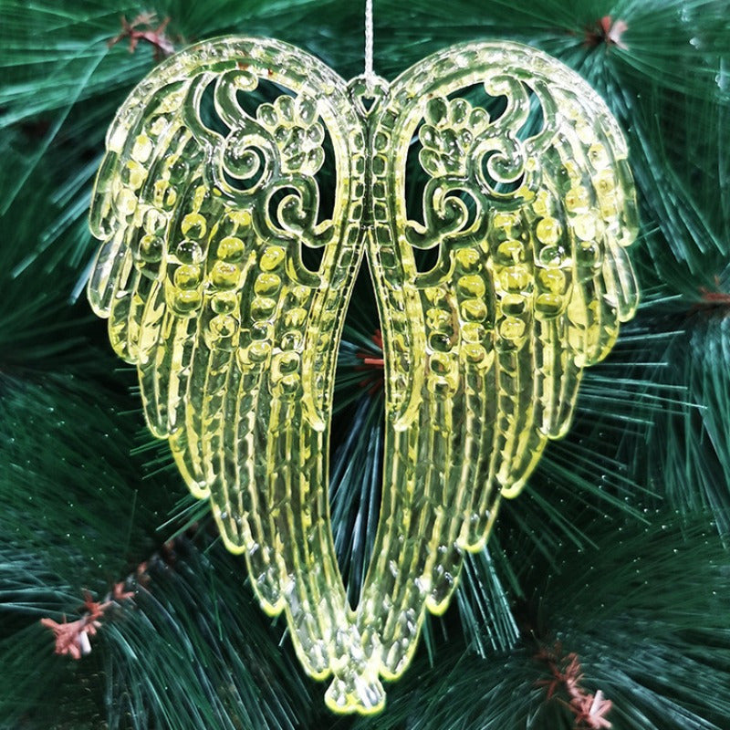 2D Flat, 5pcs Angel Wings Ornament Acrylic Crystal Tree Decorations Transparent Snowflake Ice Strip Bowknot Bird Pendants Accessories Handicraft Christmas Supplies For Home New Year Gift, Vintage Christmas Ornaments, Christmas Decorations Outdoor