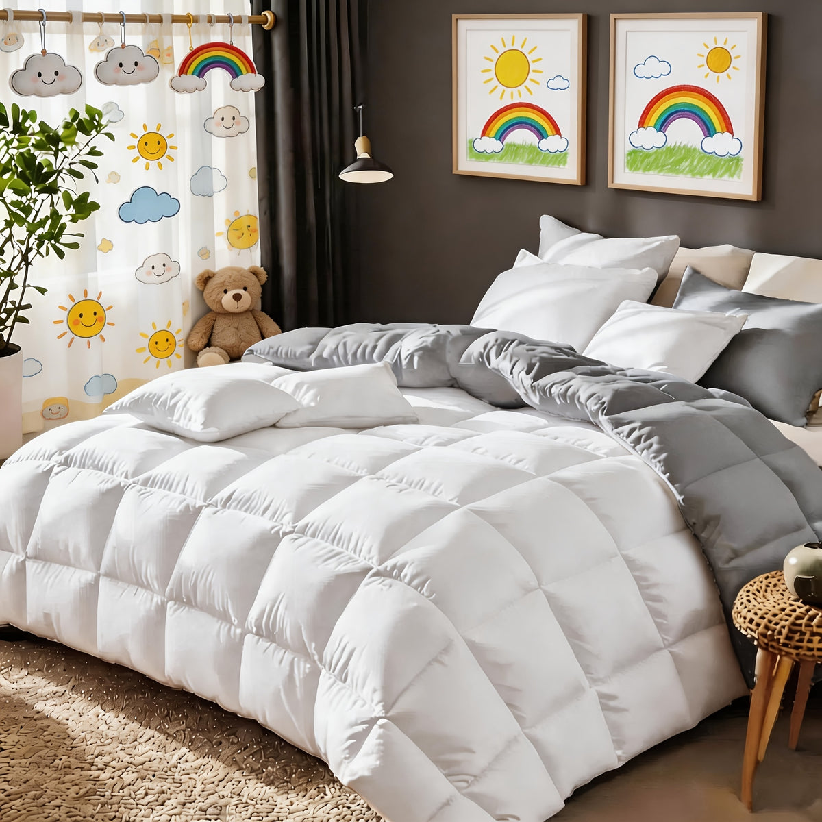 Cosybay 7pcs Luxury Color Bed Comforter Sets, Bedding Comforter Sets Queen Size, 4 Pillowcases, King Size Comforter Sets, Flat Sheet, Bedding Sheet, Quilt Set, Home Bedroom & Hotel & School & Travel & Outdoor, Valentine's Day Bed In A Bag, Kid's Bed