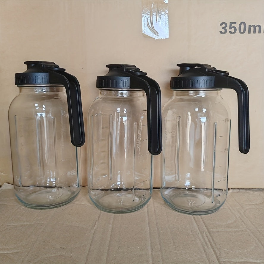 2/3-Pack, 64oz Mason Jar with Measurement Markings, Mason Jar Set, Cold Water Pitcher, Glass Pitcher with Handle and Lid